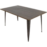 Fuji - Counter Table - Brushed Stainless Steel And Walnut