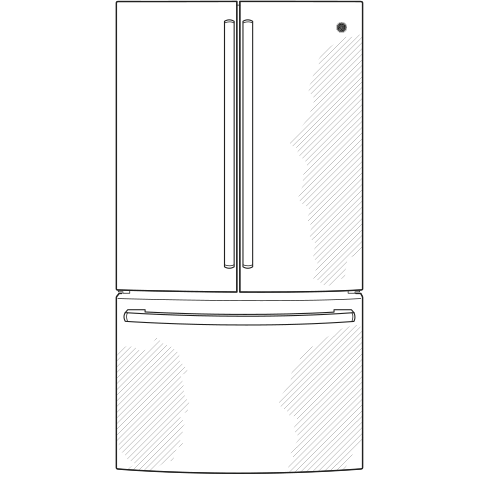 GE(R) ENERGY STAR(R) 23.1 Cu. Ft. Counter-Depth Fingerprint Resistant French-Door Refrigerator - (GWE23GYNFS)