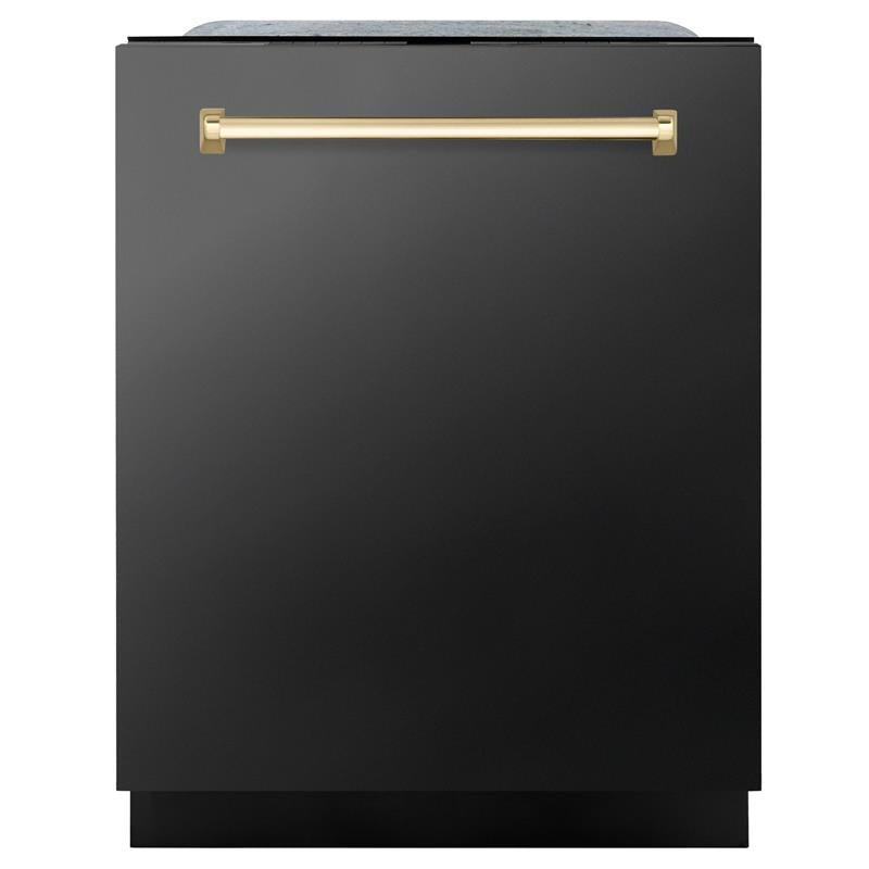 ZLINE Autograph Edition 24" 3rd Rack Top Touch Control Tall Tub Dishwasher in Black Stainless Steel with Accent Handle, 45dBa (DWMTZ-BS-24) [Color: Gold] - (DWMTZBS24G)
