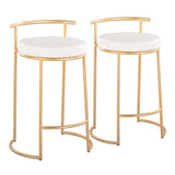 Round Fuji - 26" Fixed-Height Counter Stool (Set of 2) - Gold Base