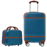 20" Hardside Luggage With Cosmetic Case, 2 Piece Lightweight Suitcase Set With Spinner Wheels, Carry On Vintage Luggage