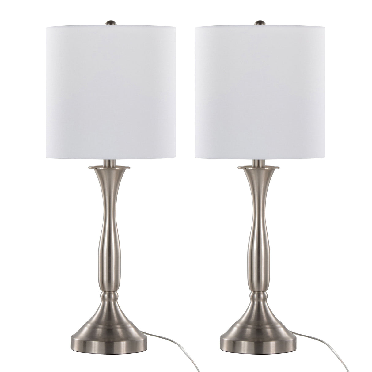 Sawyer - Contemporary Table Lamp (Set of 2) Built In USB Port - Nickel / White