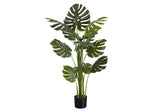 55" Tall, Artificial Plant, Monstera Tree, Indoor, Faux, Fake, Floor, Greenery, Potted, Real Touch, Decorative - Green / Black