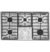 GE(R) 36" Built-In Gas Cooktop with Dishwasher-Safe Grates - (JGP3036SLSS)