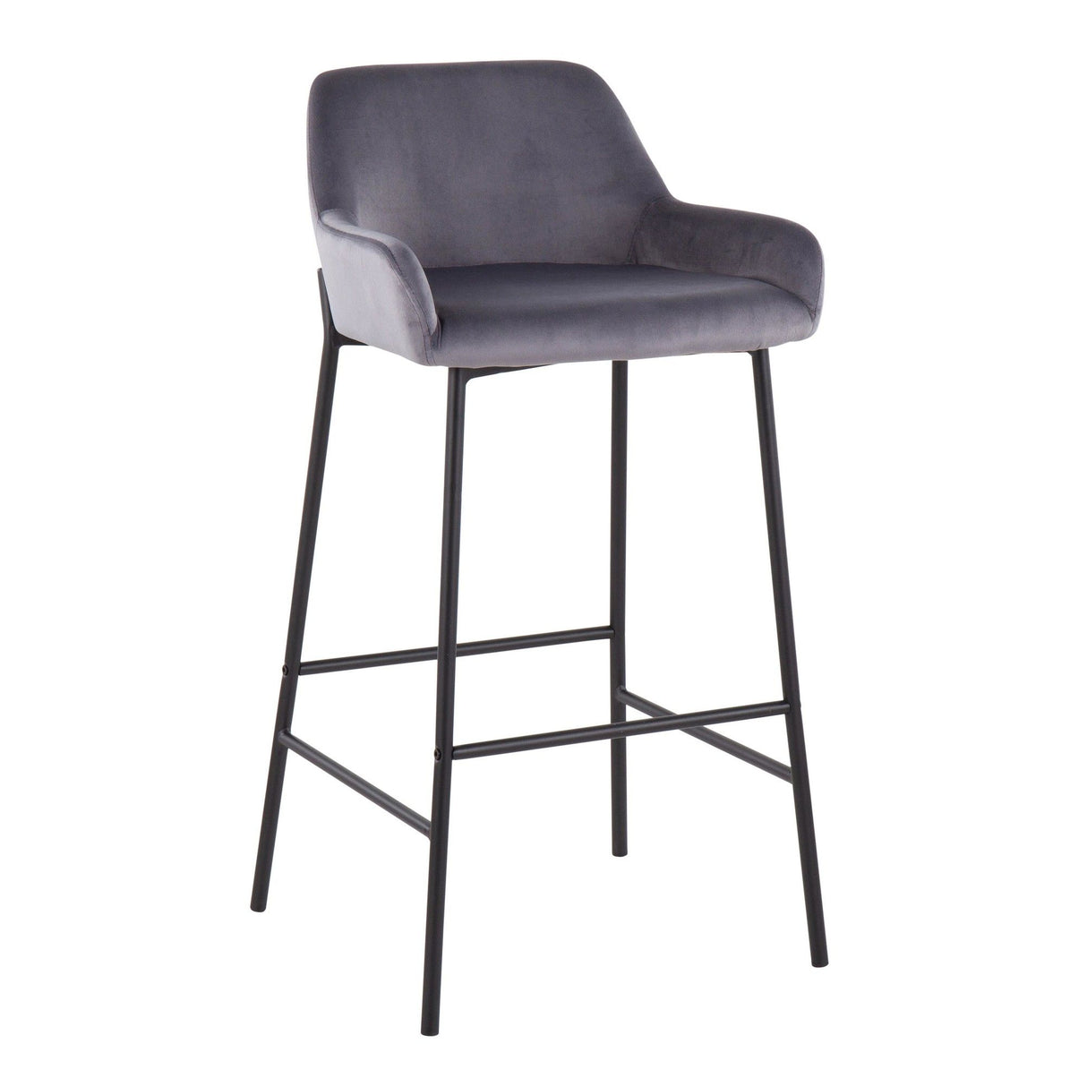 Daniella - Fixed - Height Bar Stool - Black Metal And Silver Velvet (Set of 2)