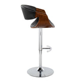 Symphony - Adjustable Barstool (Set of 2) - Chrome Base & Walnut Backrest