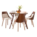 Dakota - Clara Dining Set - Black Metal With Round Black Wood Tabletop, And Clear Acrylic (Set of 5)