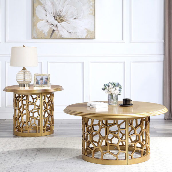 HD-8913G - 3 Piece Coffee Table Set - Gold