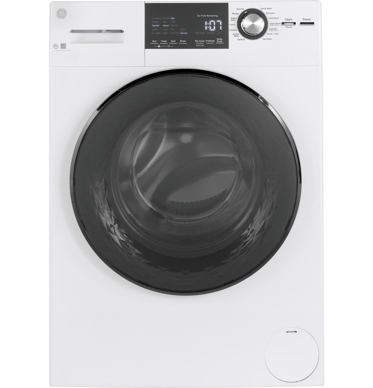 GE(R) ENERGY STAR(R) 24" 2.4 Cu. Ft. Front Load Washer with Steam - (GFW148SSMWW)