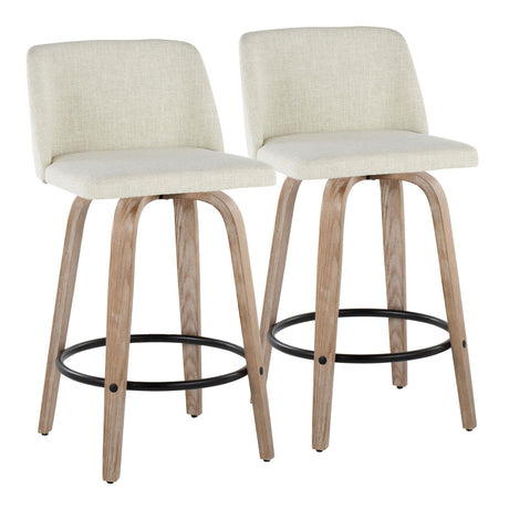 Toriano - 26" Fixed-Height Counter Stool (Set of 2) - Light Brown & Black Base