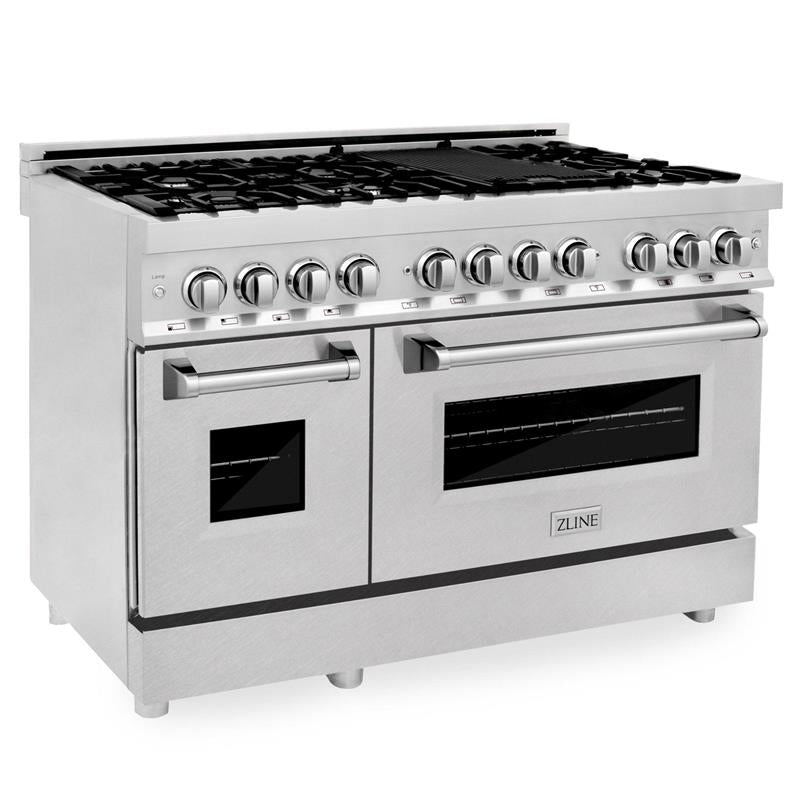 ZLINE 48 in. Dual Fuel Range with Gas Stove and Electric Oven in Stainless Steel (RA48) [Color: DuraSnow Stainless Steel] - (RASN48)