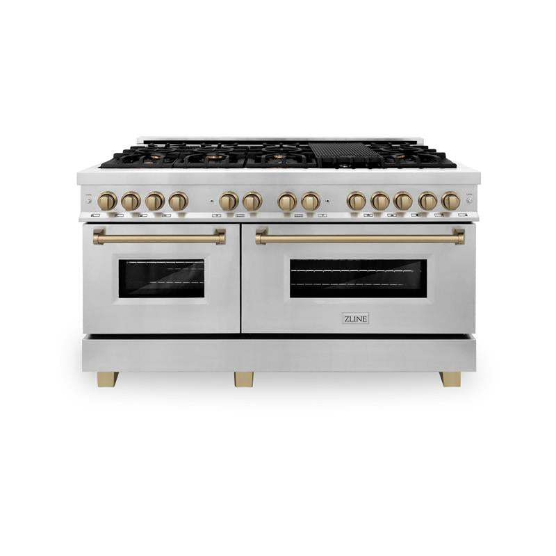 ZLINE Autograph Edition 60" 7.4 cu. ft. Dual Fuel Range with Gas Stove and Electric Oven in Stainless Steel with Accents (RAZ-60) [Color: Matte Black] - (RAZ60MB)