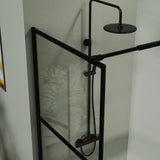 Shower Screen Door Walk In Wet Room, 3 Panel Style - Black