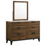 Mays - 6-Drawer Dresser With Mirror - Walnut