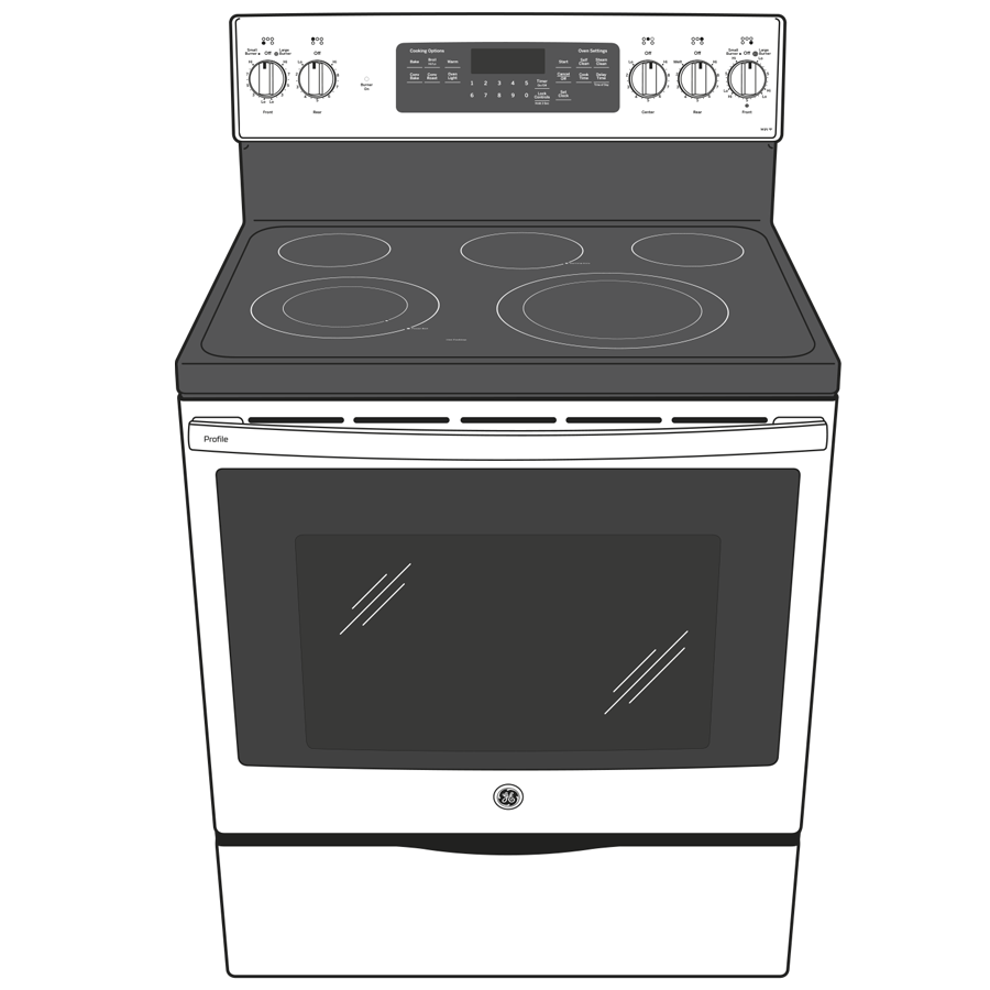 GE Profile(TM) 30" Smart Free-Standing Electric Convection Fingerprint Resistant Range with No Preheat Air Fry - (PB935YPFS)