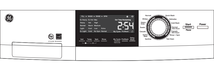 GE(R) ENERGY STAR(R) 24" 2.4 Cu. Ft. Front Load Washer with Steam - (GFW148SSMWW)