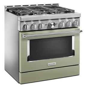 KitchenAid 36'' Smart Commercial-Style Gas Range With 6 Burners - Avocado Cream