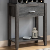 Wine Bar Cabinet, Kitchen Storage Cabinet With Drawer And Open Shelves - Distressed Gray