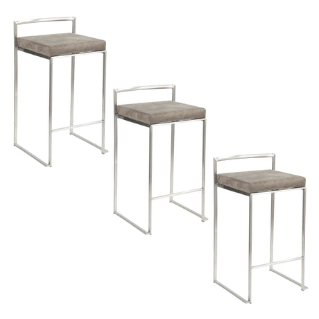 Fuji - Counter Stool Steel With Cushion - Stainless Steel