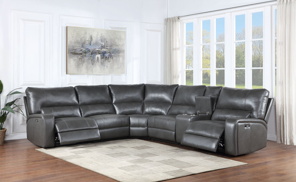 Saul - Power Recliner Sectional Sofa With USB Port Cupholder Console