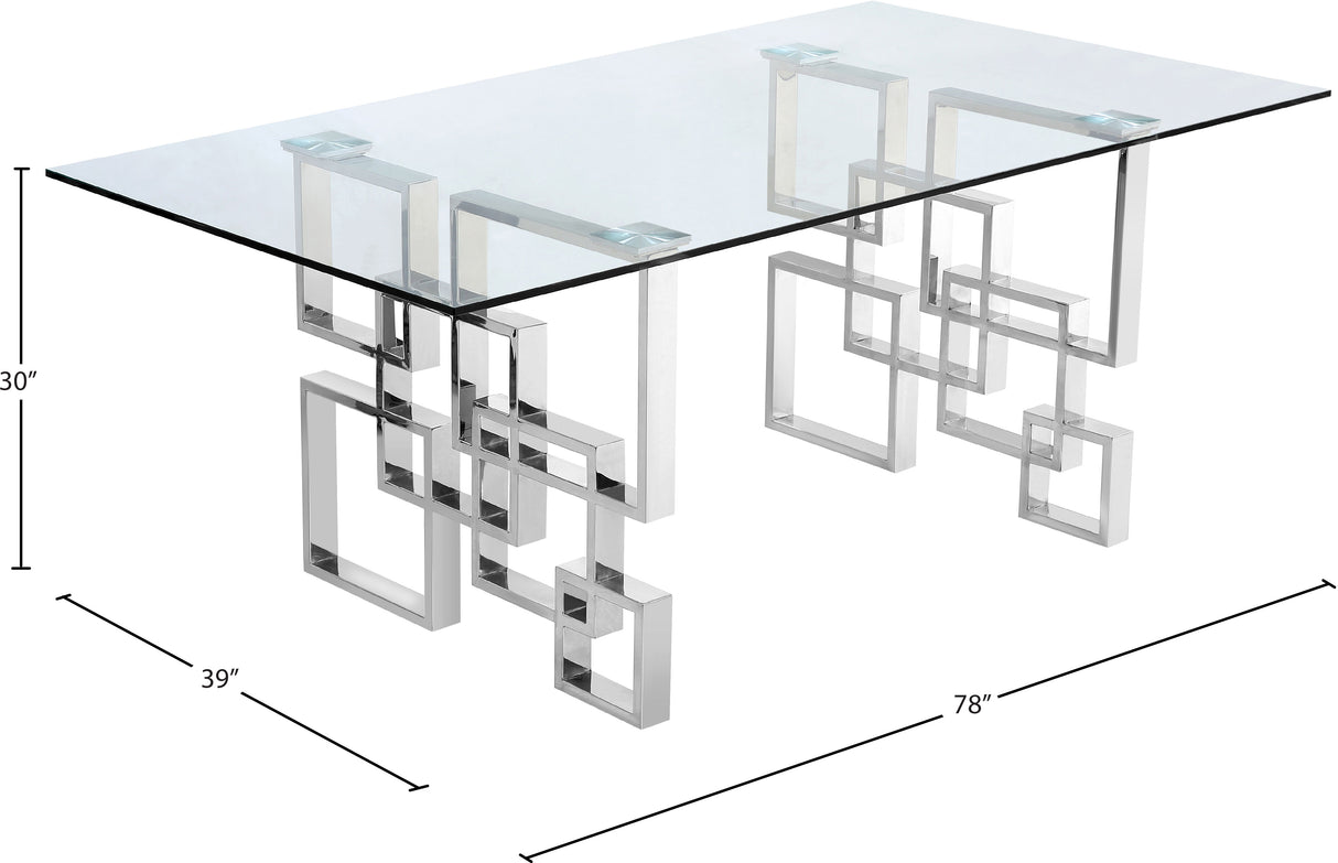 Alexis - Dining Table - Pearl Silver - Glass