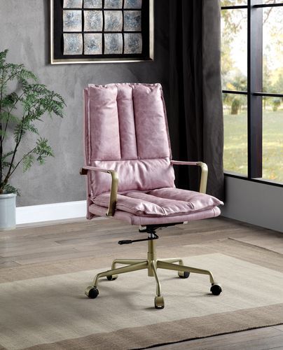 Tinzud - Office Chair - Pink Top Grain Leather