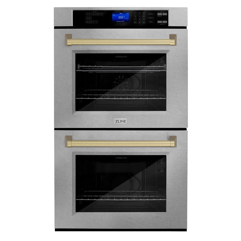 ZLINE 30" Autograph Edition Double Wall Oven with Self Clean and True Convection in DuraSnow Stainless Steel (AWDSZ-30) [Color: Champagne Bronze] - (AWDSZ30CB)