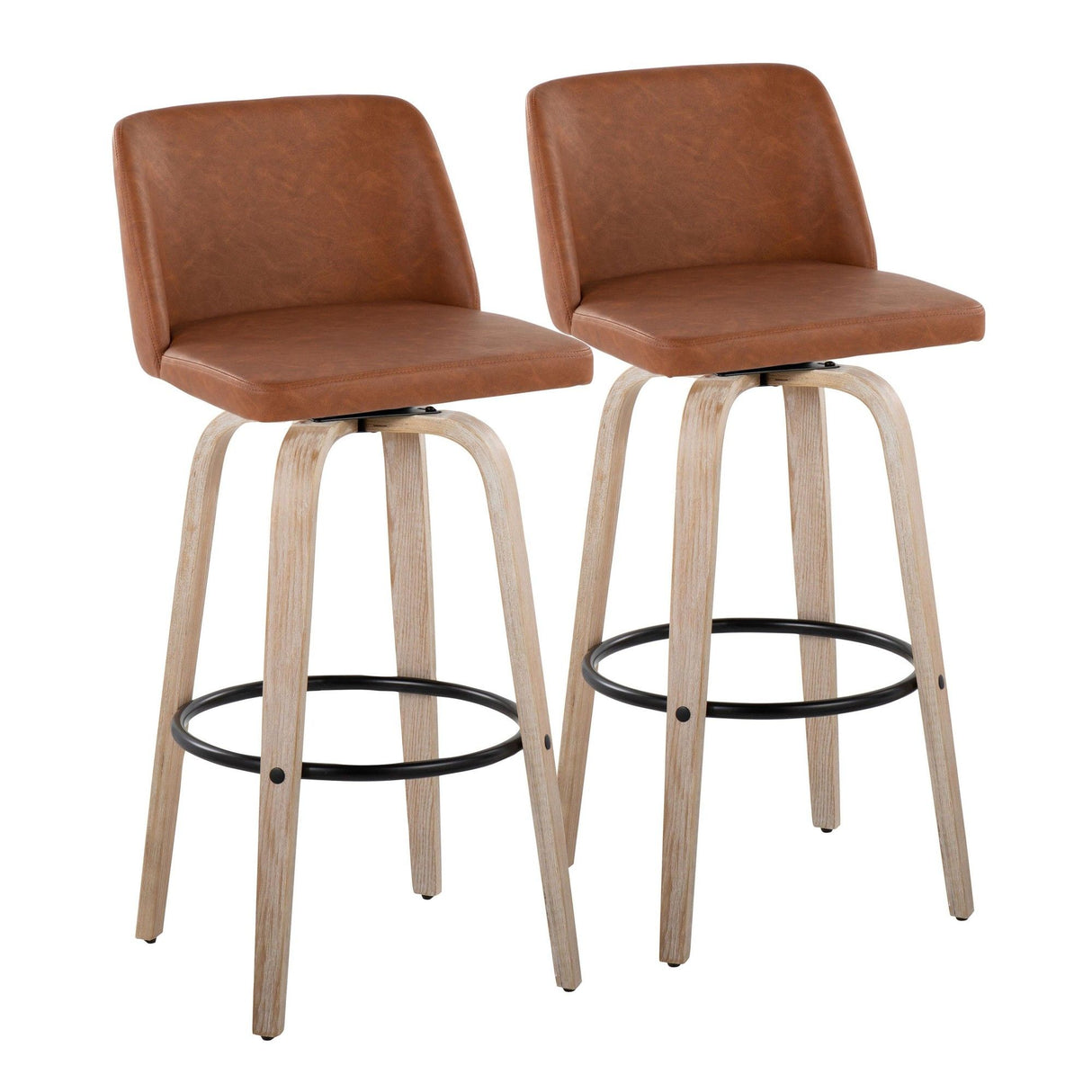 Toriano - 30" Fixed-Height Barstool (Set of 2) - Gray & Black Round Base