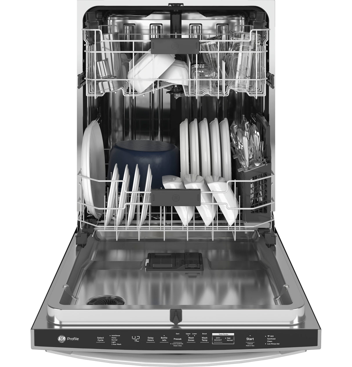 GE Profile(TM) ENERGY STAR(R) Fingerprint Resistant Top Control with Stainless Steel Interior Dishwasher with Sanitize Cycle & Twin Turbo Dry Boost - (PDT775SYNFS)