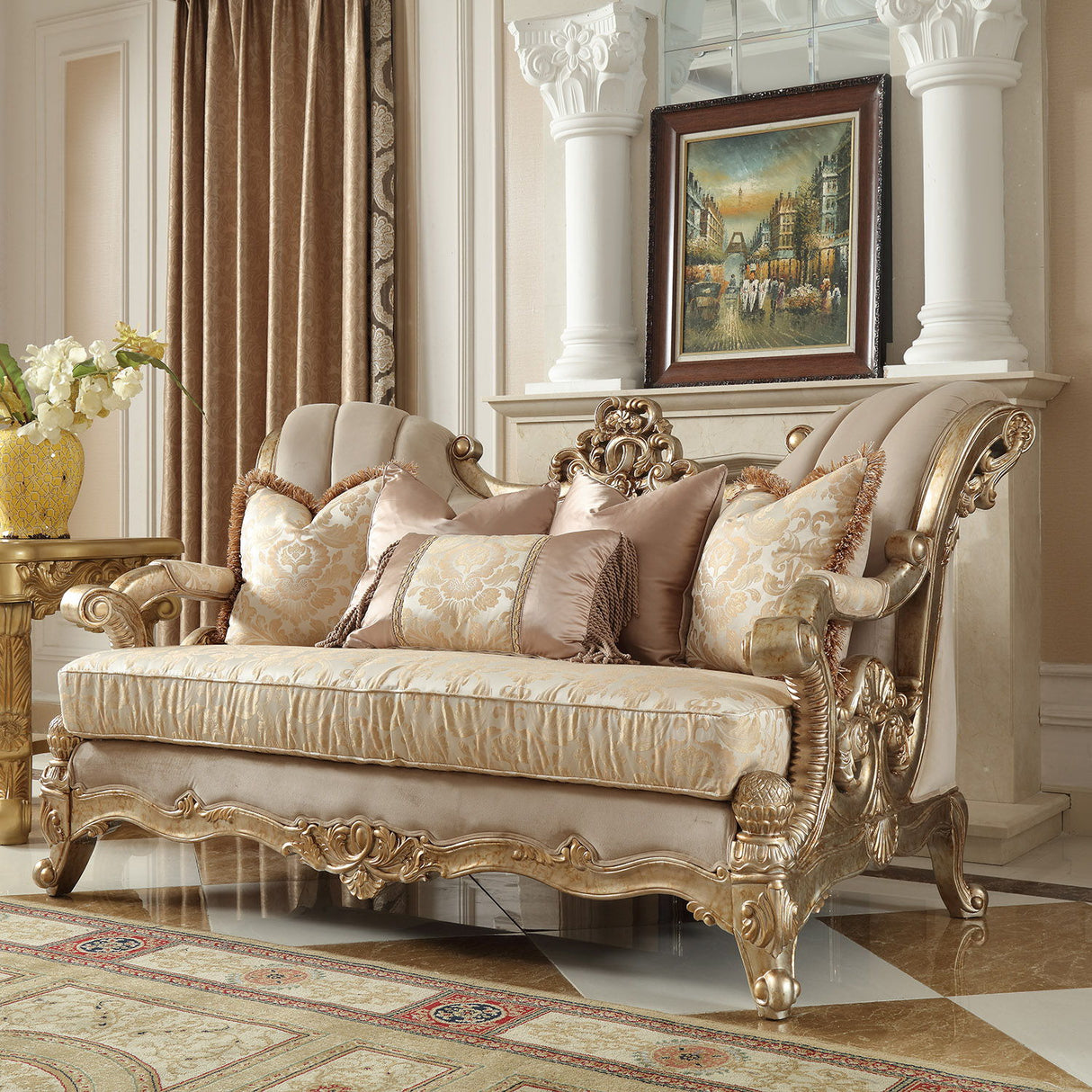 HD-2663 - Loveseat - Champagne With Rust Highlight