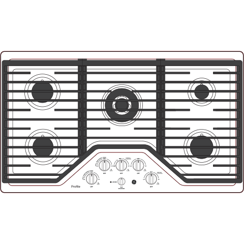 GE Profile(TM) 36" Built-In Tri-Ring Gas Cooktop with 5 Burners and Included Extra-Large Integrated Griddle - (PGP9036SLSS)