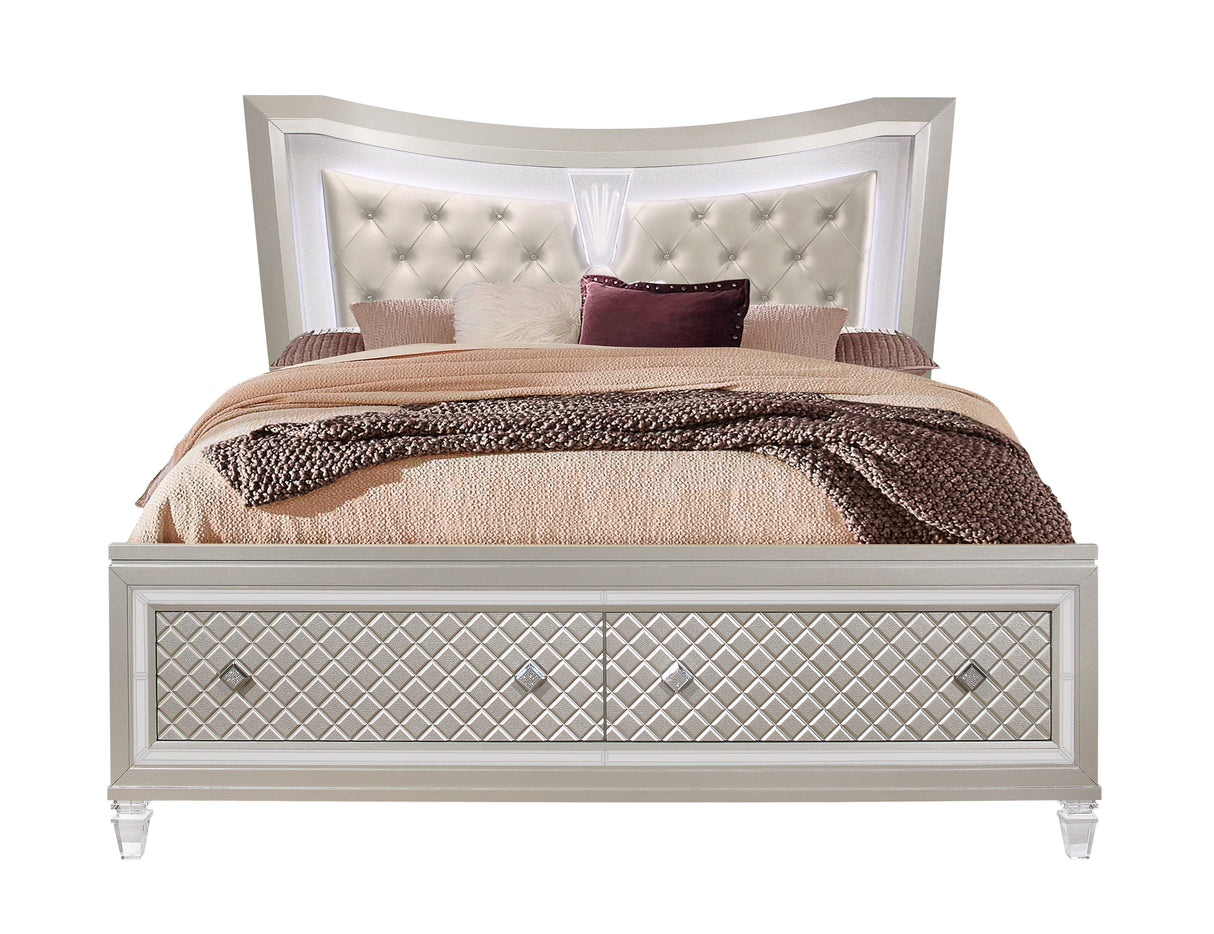 Cross - Queen Bed With LED, Glam - Champagne