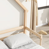 House-Shaped Headboard Bed With Handrails, Slats