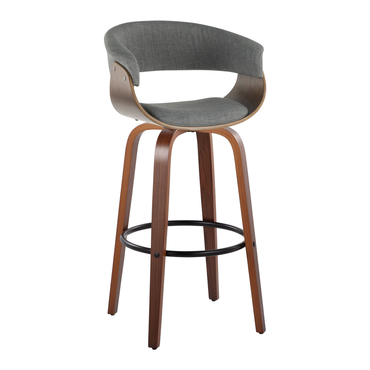 Vintage Mod - Mid Century Modern Fixed Height Barstool With Swivel & Round Footrest (Set of 2)