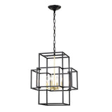 4 Light Metal Lantern Tiered Pendant Hanging Light Fixtures, Industrial Farmhouse Adjustable Height Chandeliers For Dining Room Hallway Foyer Entryway (E12 Bulbs Not Included)