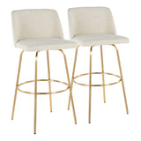 Toriano - 30" Fixed-height Barstool (Set of 2) - Cream Fabric