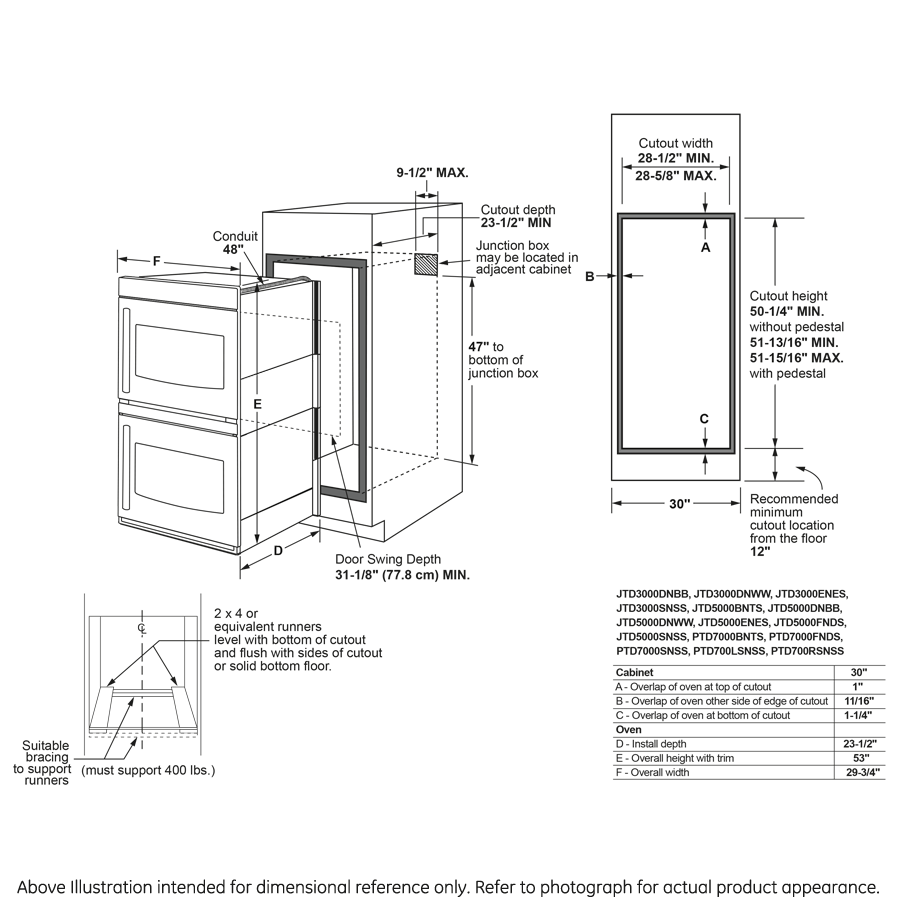 GE Profile(TM) 30" Smart Built-In Convection Double Wall Oven with Right-Hand Side-Swing Doors - (PTD700RSNSS)