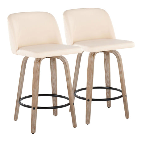 Toriano - 26" Fixed-Height Counter Stool (Set of 2) - Light Brown & Black Base