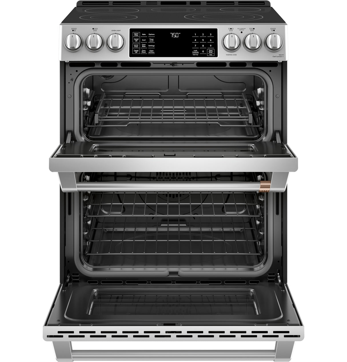 Caf(eback)(TM) 30" Smart Slide-In, Front-Control, Radiant and Convection Double-Oven Range - (CES750P2MS1)