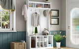 Hall Tree With 6 Hooks, Coat Hanger, Entryway Bench, Storage Bench, 3 In 1 Design, For Entrance, Hallway