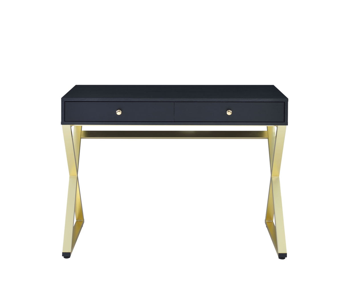 Coleen - Vanity Desk - Black & Brass Finish - 31"