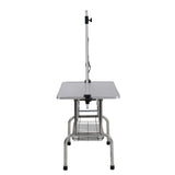 Folding Dog Pet Grooming Table Stainless Steel Frame Rubber Mat On Board With Adjustable Arm And Clamps Pet Dog Cat Grooming Table