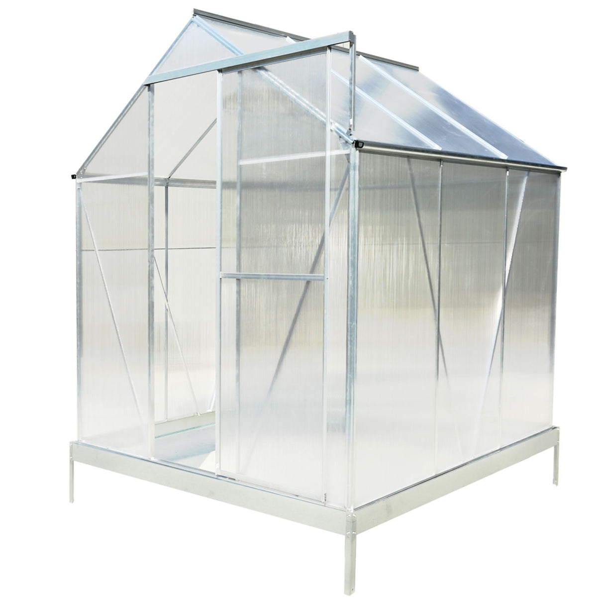 Polycarbonate Greenhouse, Heavy Duty Outdoor Aluminum Walk-In Green House Kit With Rain Gutter, Vent And Door For Backyard Garden