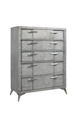 5 Drawer Chest Book Matched Veneers - Gray