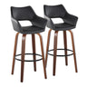 Mustang - 30" Fixed-Height Barstool With Swivel - Walnut Wood (Set of 2)