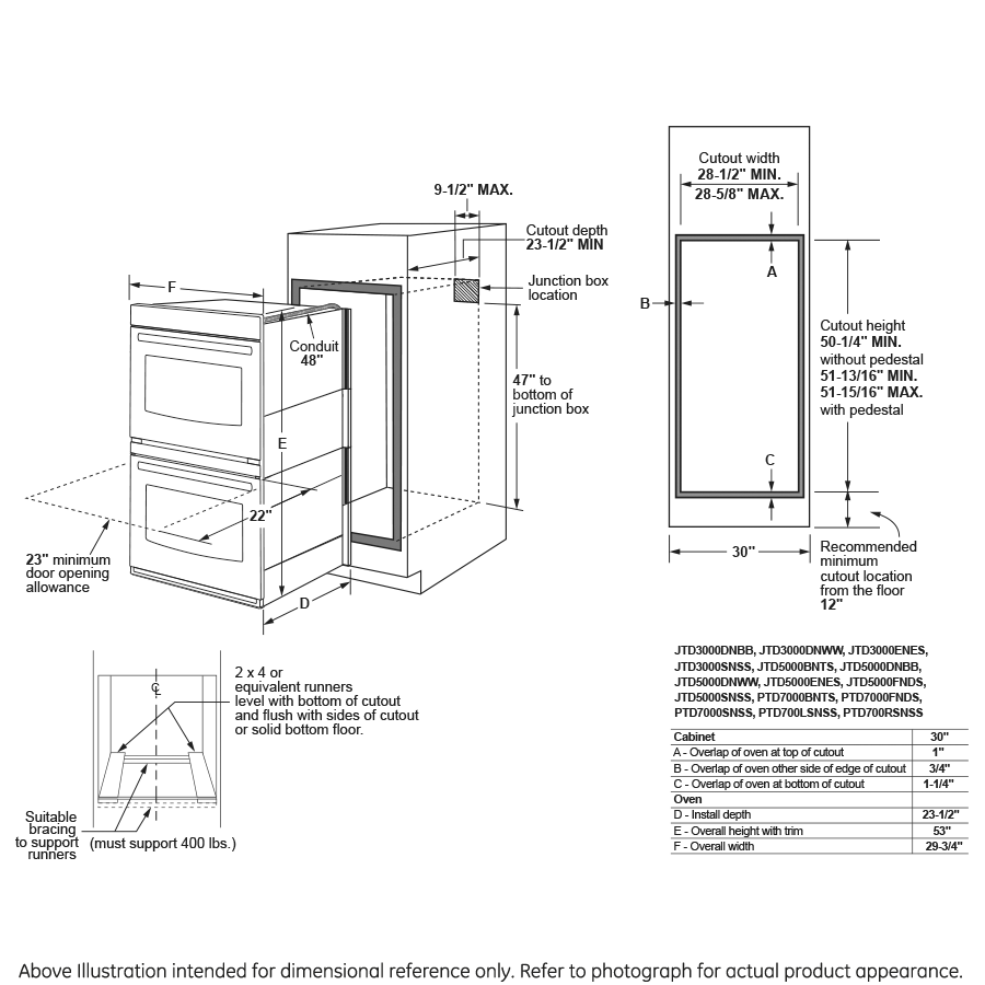 GE Profile(TM) 30" Smart Built-In Convection Double Wall Oven with No Preheat Air Fry and Precision Cooking - (PTD7000BNTS)