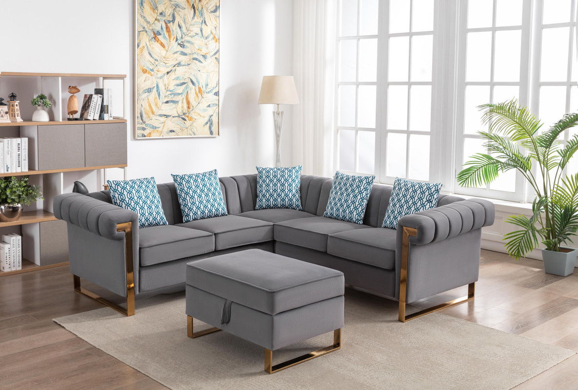 Maddie - Velvet Sectional Sofa