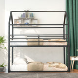 Bunk Beds For Kids Twin Over Twin, House Bunk Bed Metal Bed Frame Built-In Ladder, No Box Spring Needed