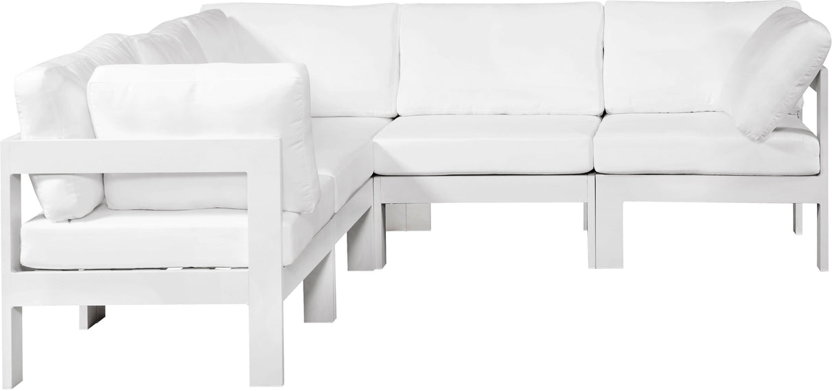 Nizuc - Outdoor Patio Modular Sectional 5 Piece - White - Metal