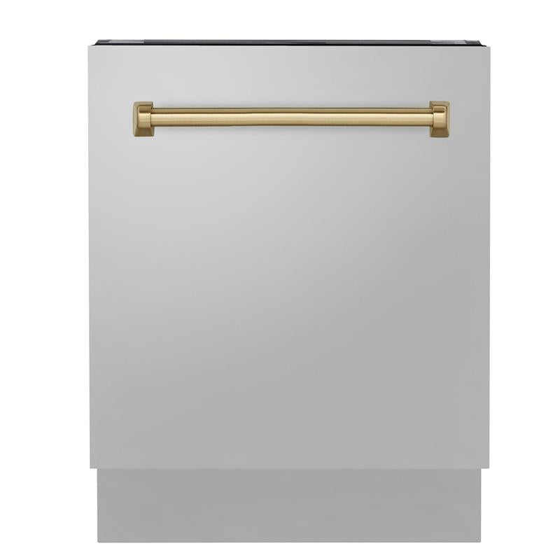 ZLINE Autograph Edition 24" 3rd Rack Top Control Tall Tub Dishwasher in Stainless Steel with Accent Handle, 51dBa (DWVZ-304-24) [Color: Champagne Bronze] - (DWVZ30424CB)
